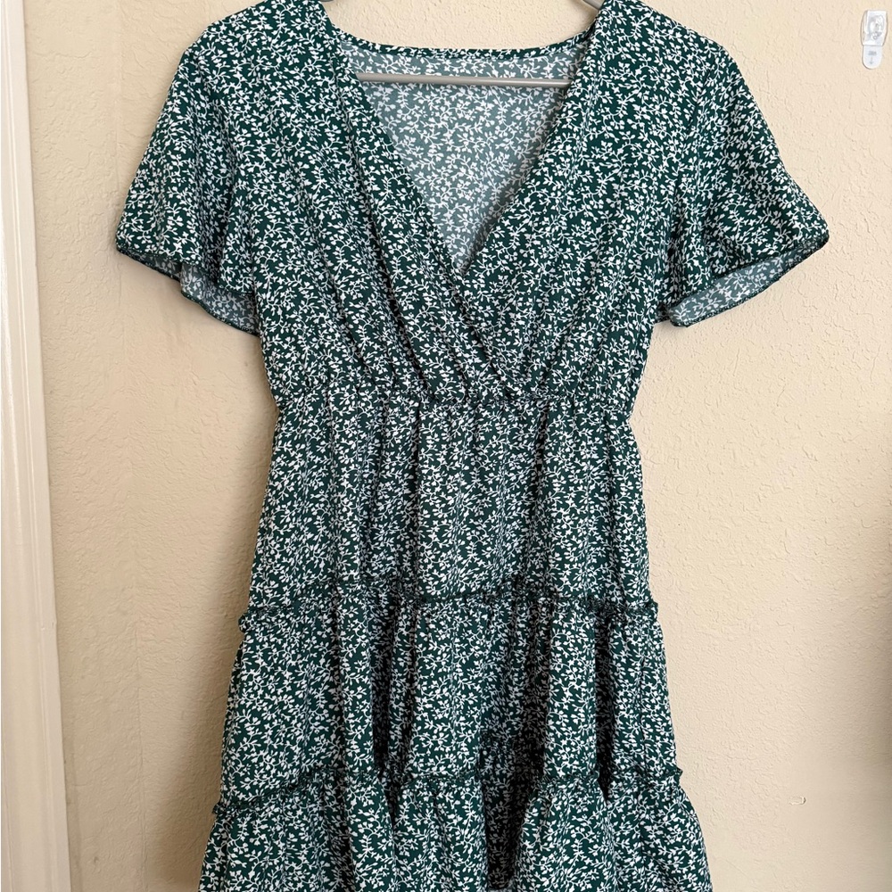 Floral Green Wrap Dress